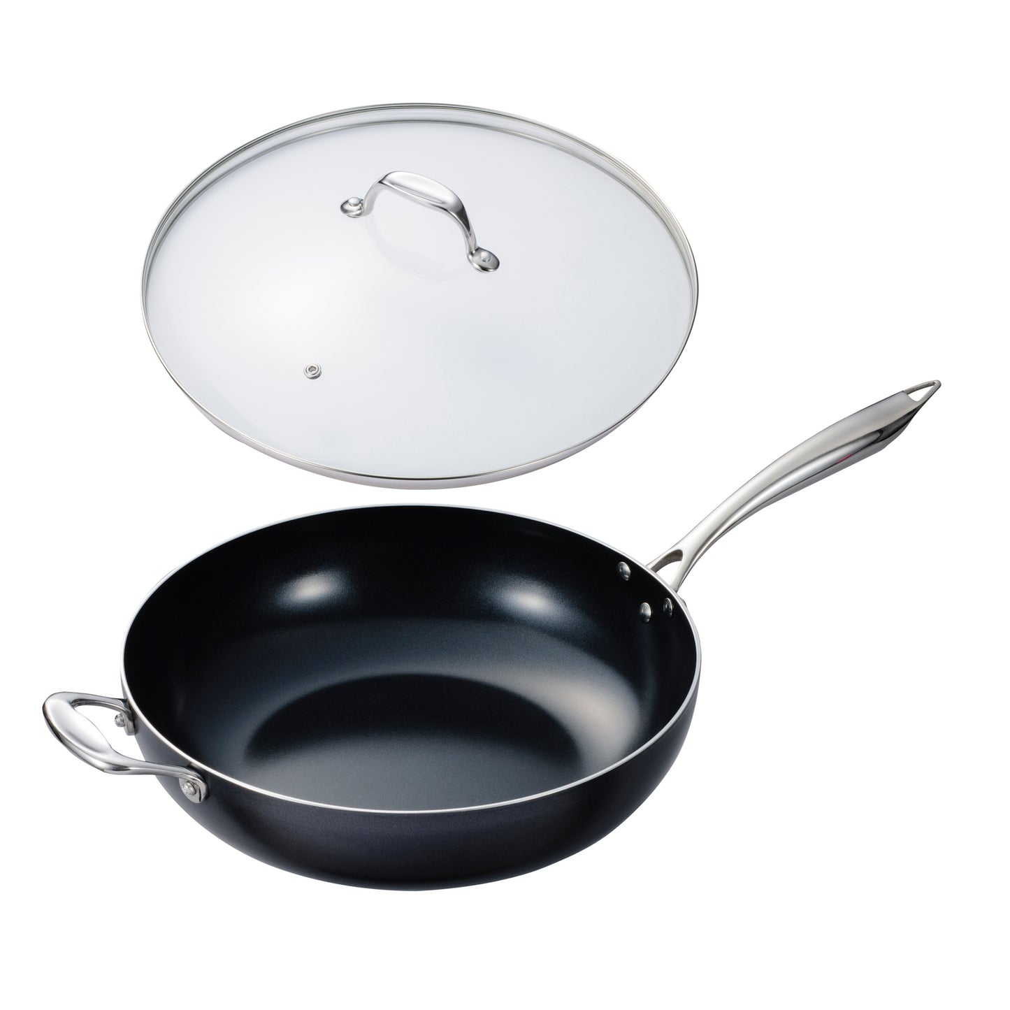 12.5" Ceramic Nonstick wok with Tempered-Glass Lid