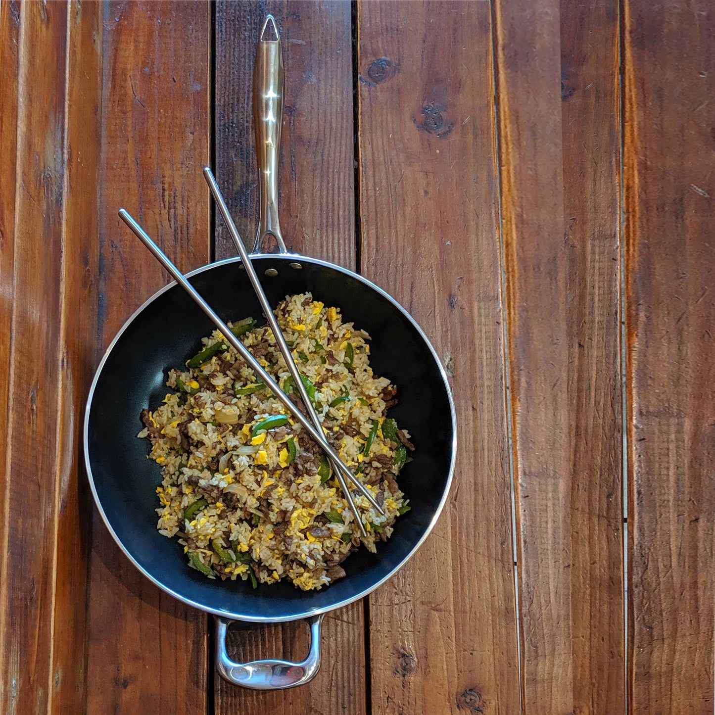 12.5" Ceramic Nonstick wok with Tempered-Glass Lid