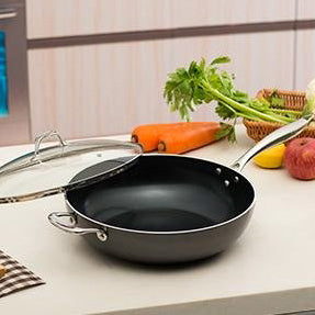 12.5" Ceramic Nonstick wok with Tempered-Glass Lid