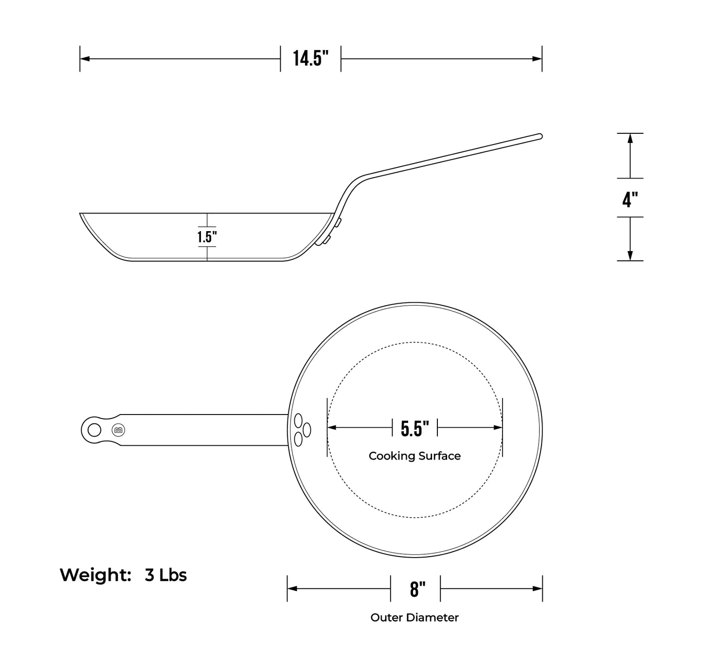 De Buyer Mineral B Frypan - 8"
