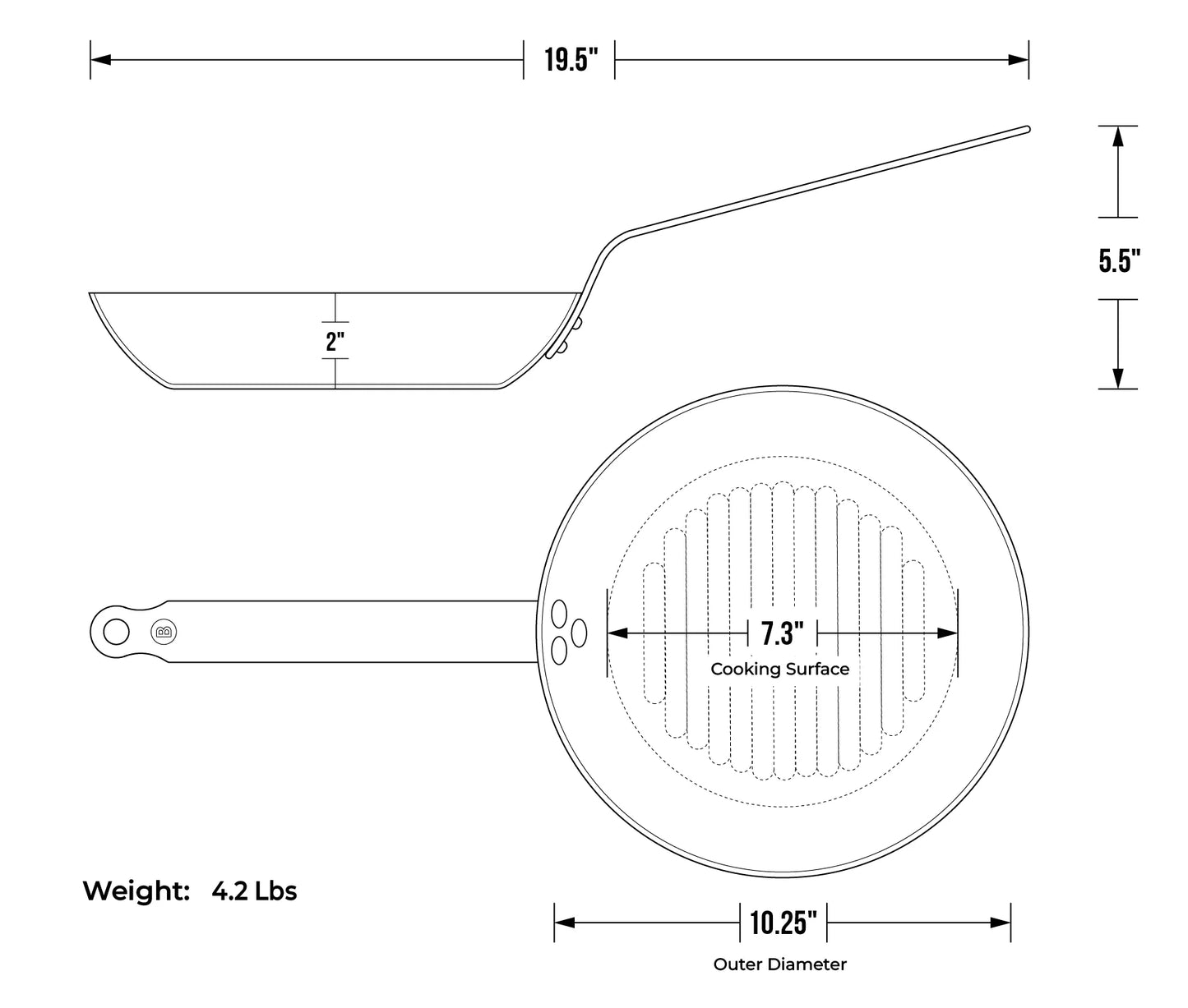 De Buyer Mineral B Round Grill Pan - 26cm or 10.25"