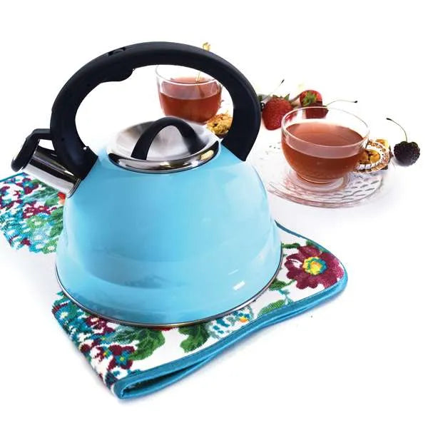 Norpro Stainless Steel Whistling Tea Kettle, 2.7L, Blue