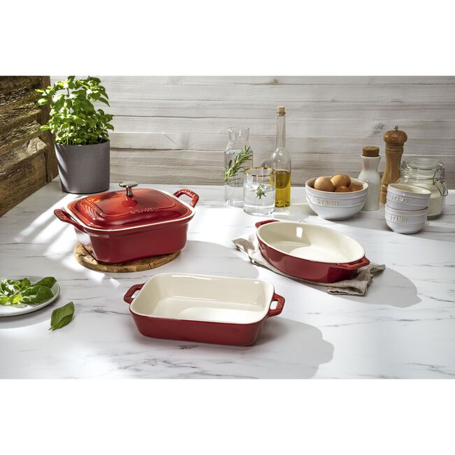 Staub Stoneware 4-pc, Mixed Baking Dish Set, Cherry