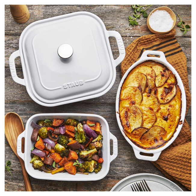 Staub Stoneware 4-pc, Mixed Baking Dish Set, White