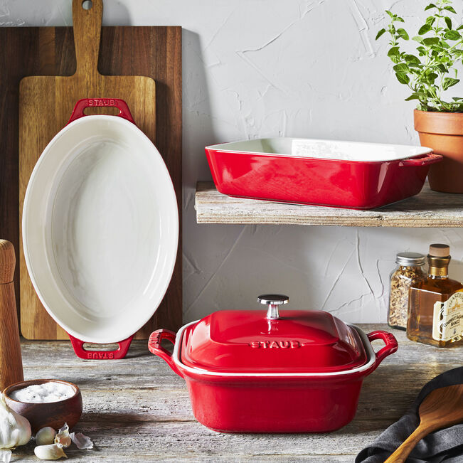 Staub Stoneware 4-pc, Mixed Baking Dish Set, Cherry