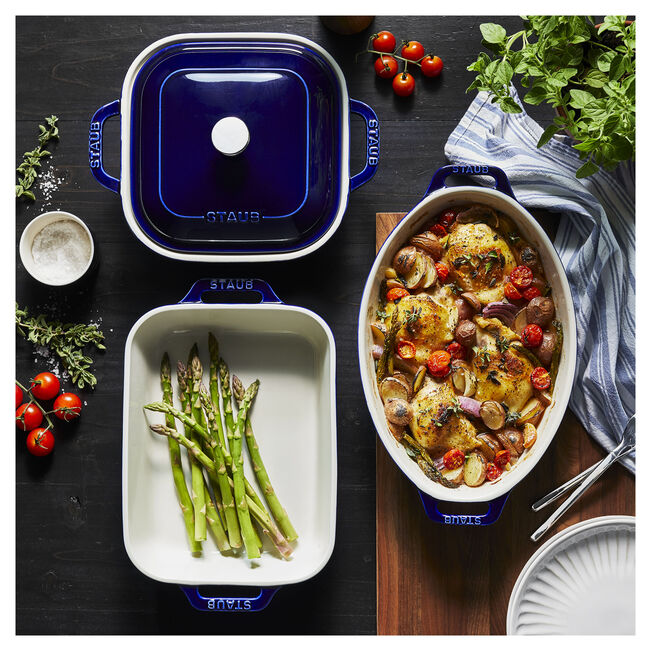 Staub Stoneware 4-pc, Mixed Baking Dish Set, Dark Blue