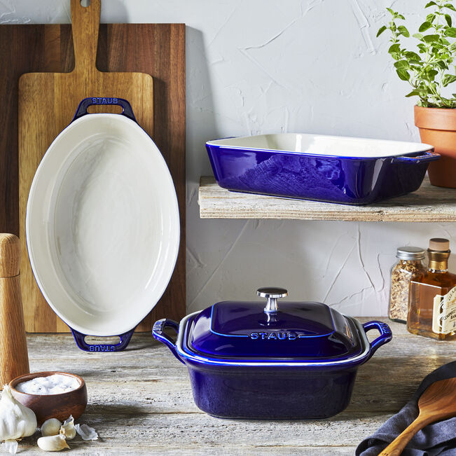 Staub Stoneware 4-pc, Mixed Baking Dish Set, Dark Blue
