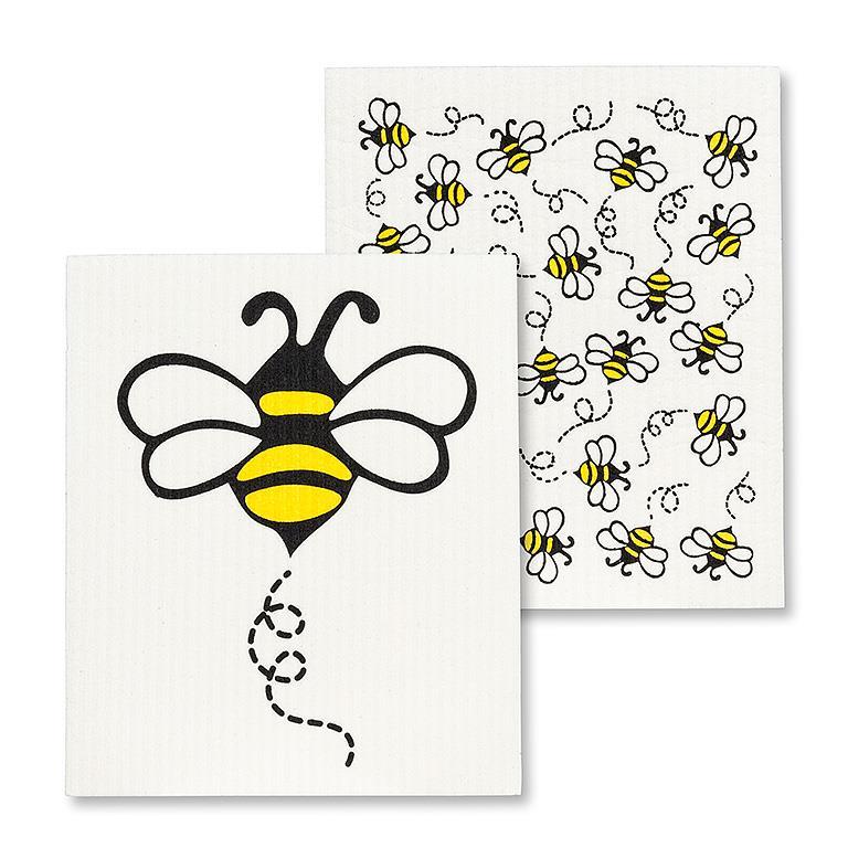 Allover Bees Swedish Dishcloths. Set of 2