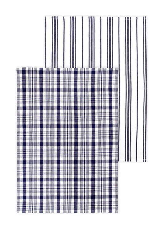 Mu Kitchen Ink Blue Farmhouse Towels