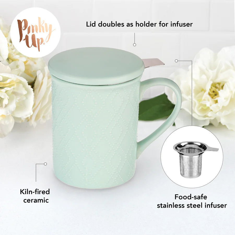Annette Souk Mint Ceramic Tea Mug & Infuser