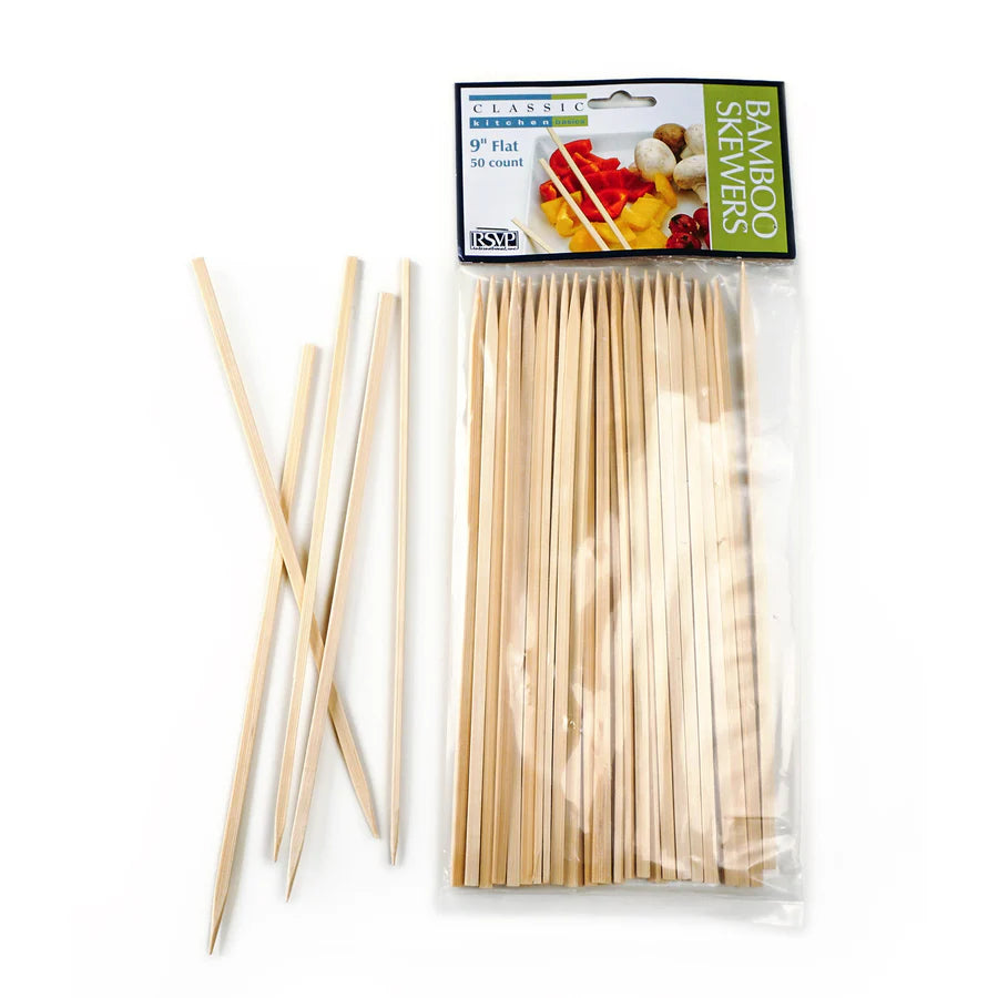 RSVP Int'l 9" Flat Bamboo Skewers - 50 Count