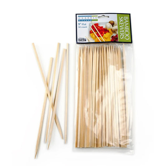 RSVP Int'l 9" Flat Bamboo Skewers - 50 Count