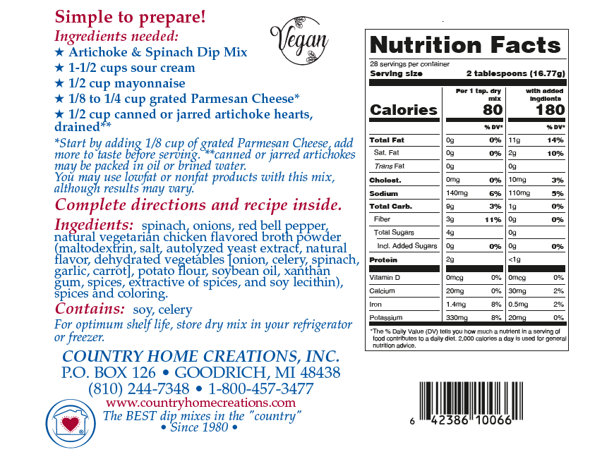 Country Home Creations Artichoke Spinach Dip Mix