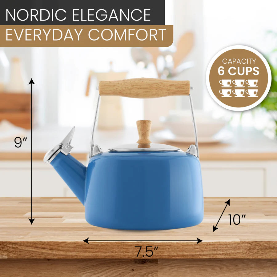 Chantal Enamel-on-Steel Sven Teakettle (1.4 Qt)-Gloss Fog Grey