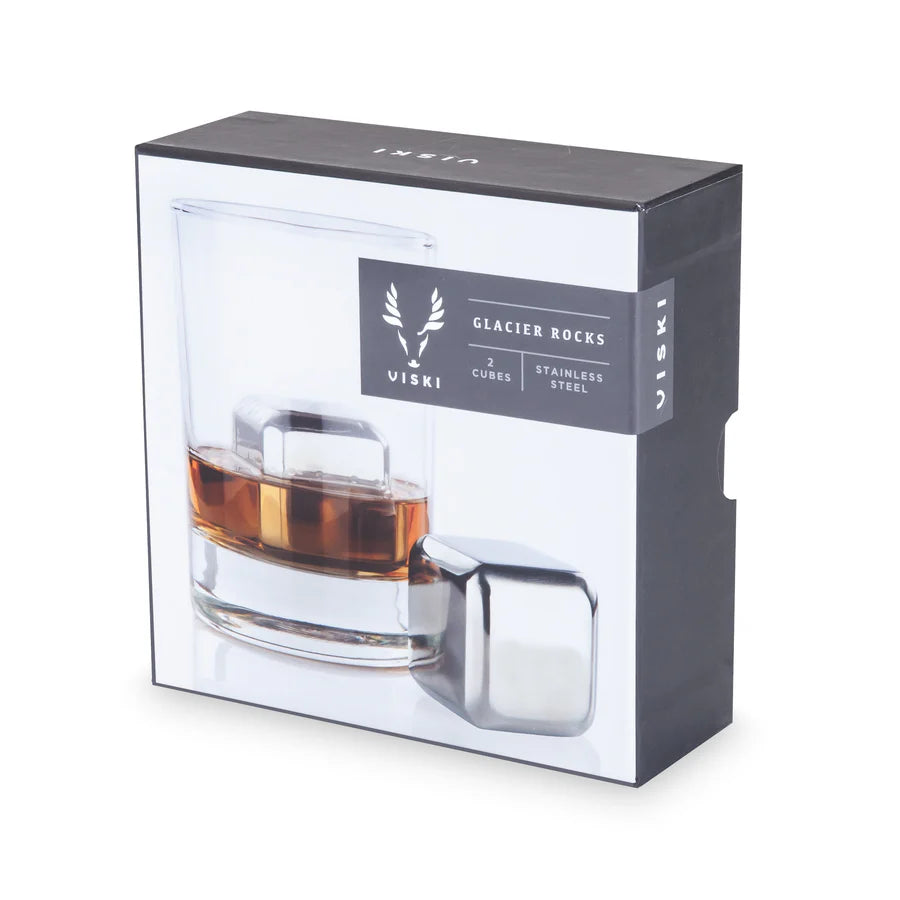 VISKI Glacier Rocks Large Cubes in Stainless Steel, Set of 2