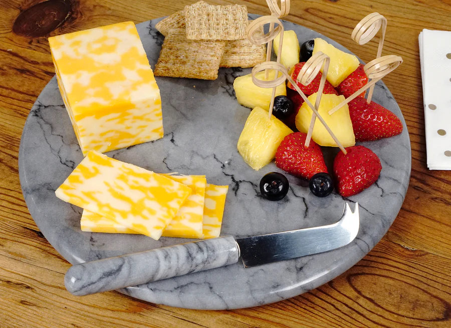 RSVP Int'l Grey Marble Cheese Board w/ Knife
