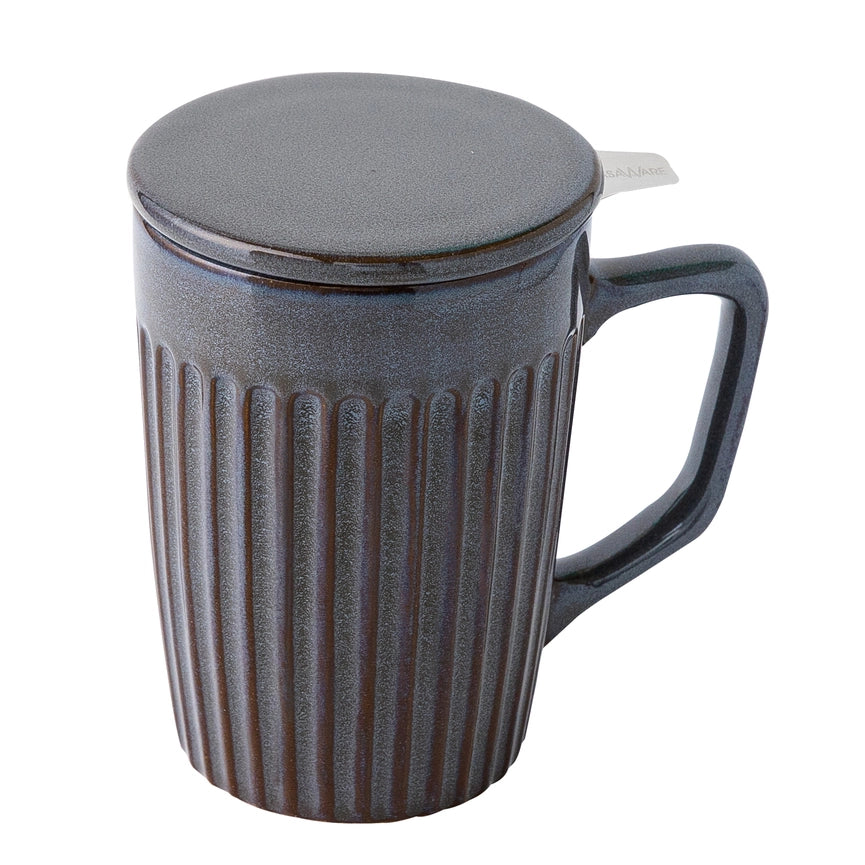 CasaWare Tea Infuser Mug - Shell, 18oz. Lava Gray