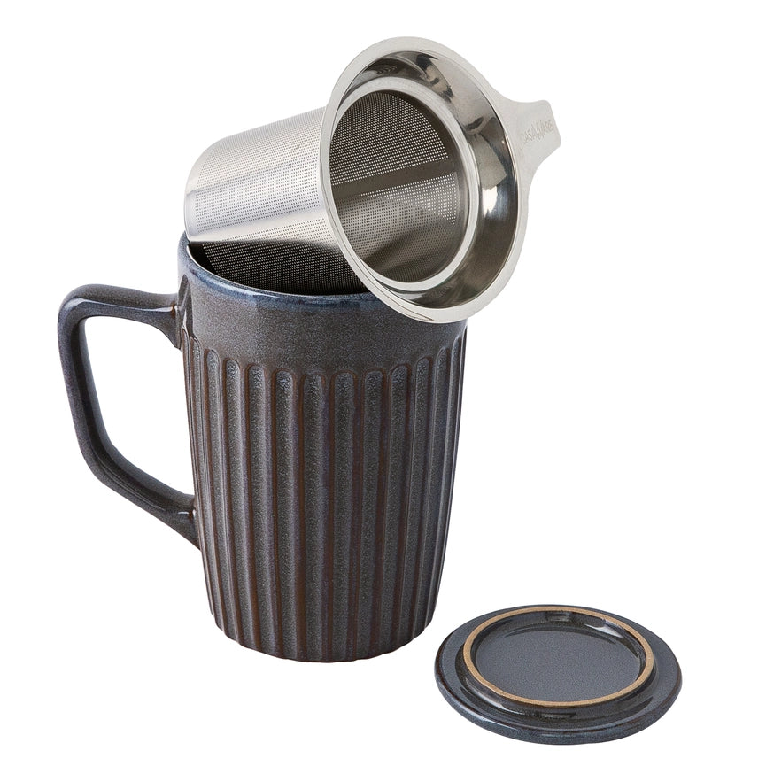 CasaWare Tea Infuser Mug - Shell, 18oz. Lava Gray