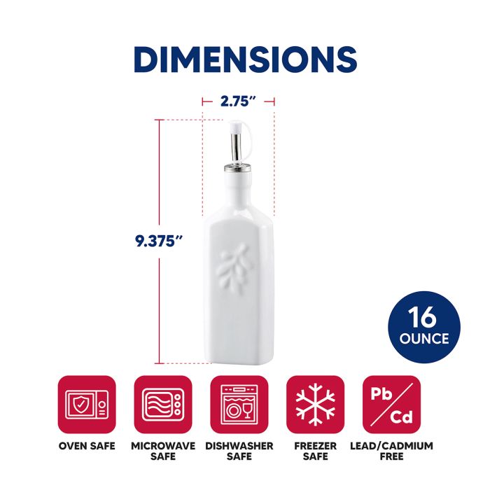 HIC Kitchen Oil Bottle, Square, Porcelain