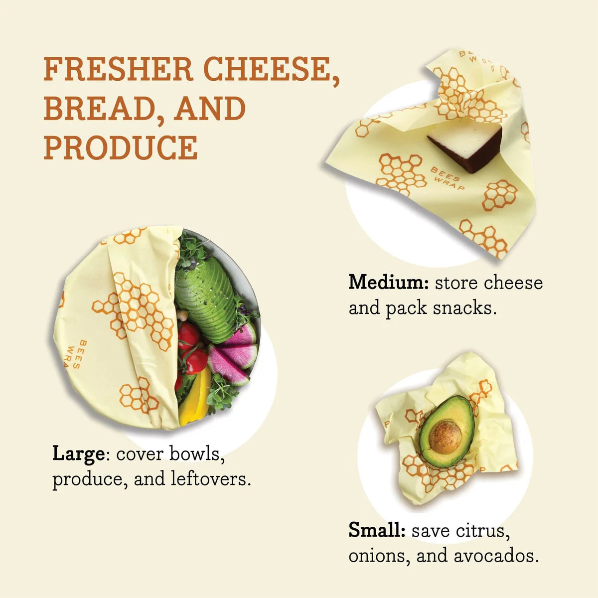 Bee's Wrap Assorted 3 pk - Honeycomb