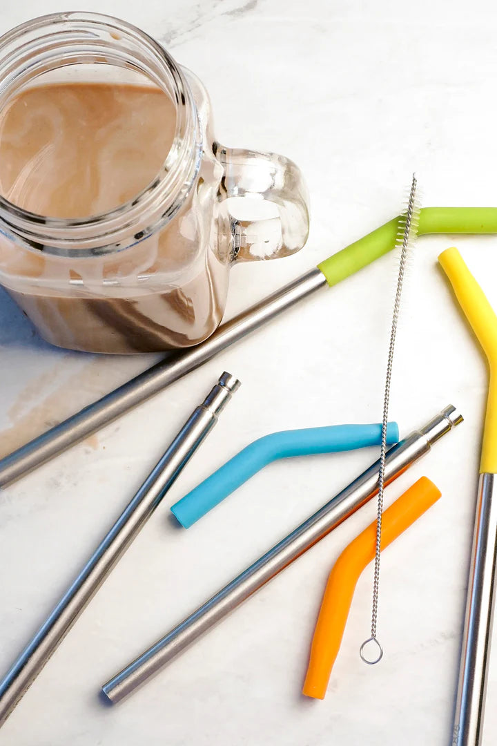 RSVP Int'l 9 in. Silicone Tipped Straw & Brush Set