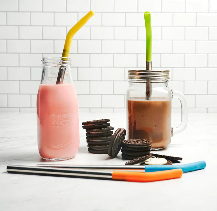 RSVP Int'l 9 in. Silicone Tipped Straw & Brush Set