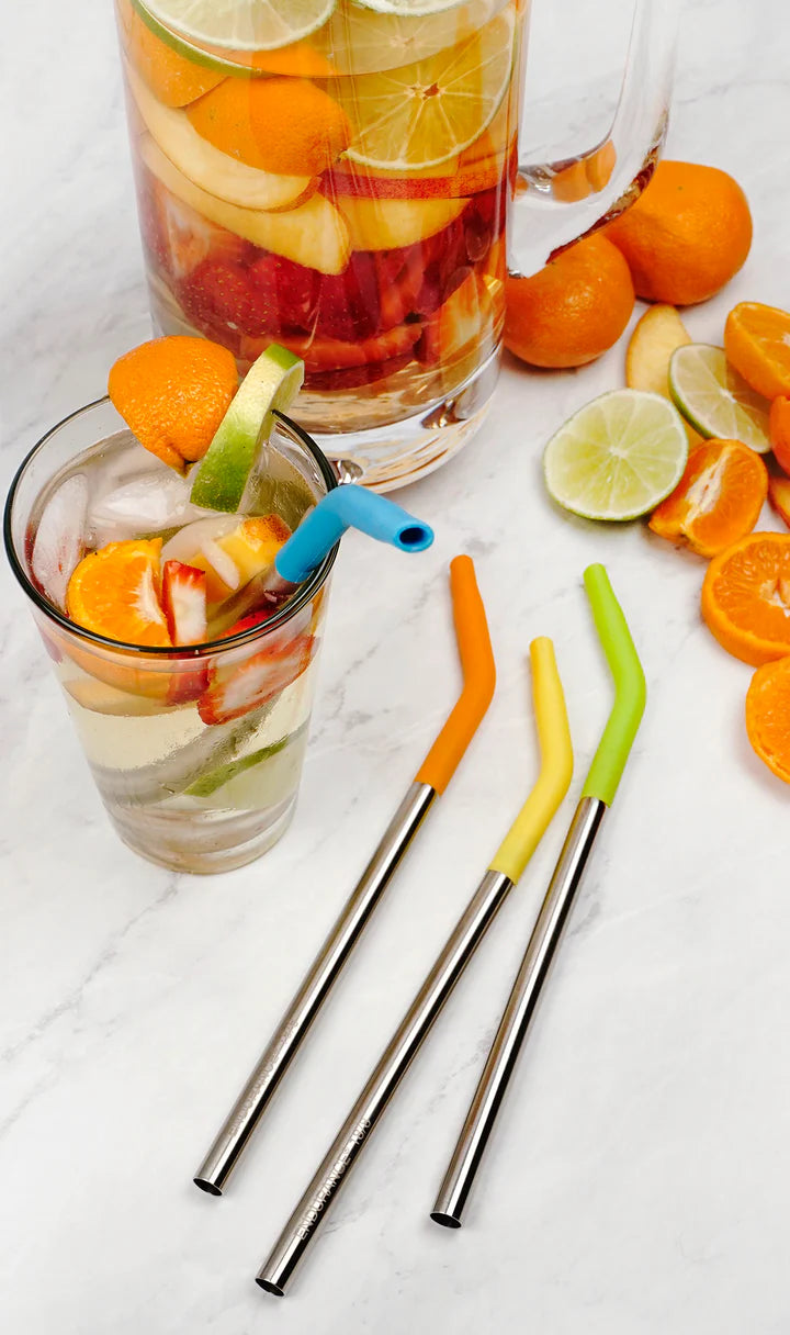 RSVP Int'l 9 in. Silicone Tipped Straw & Brush Set