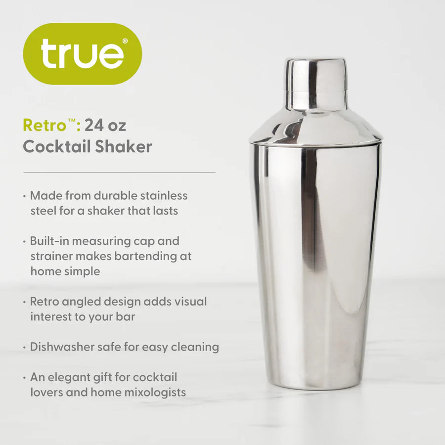 True Retro 24 oz Cocktail Shaker in Stainless Steel