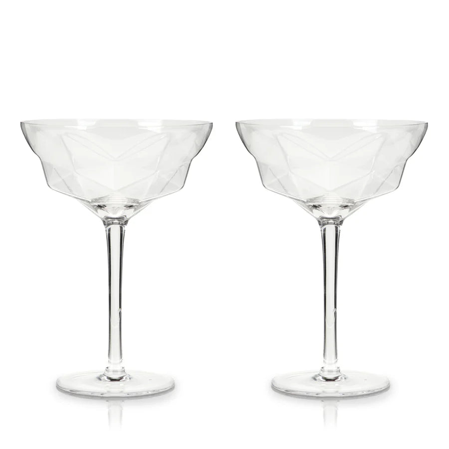 VISKI Seneca Crystal Faceted Martini Glasses, Set of 2