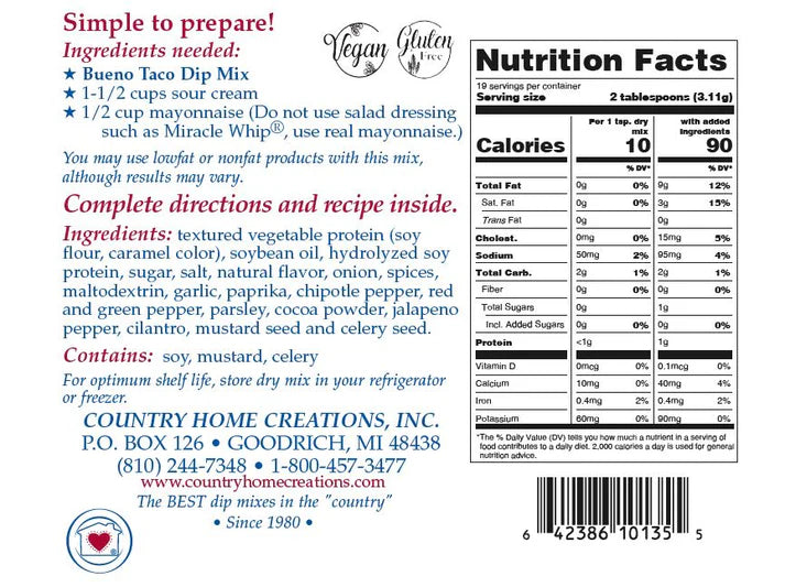 Country Home Creations Bueno Taco Dip Mix