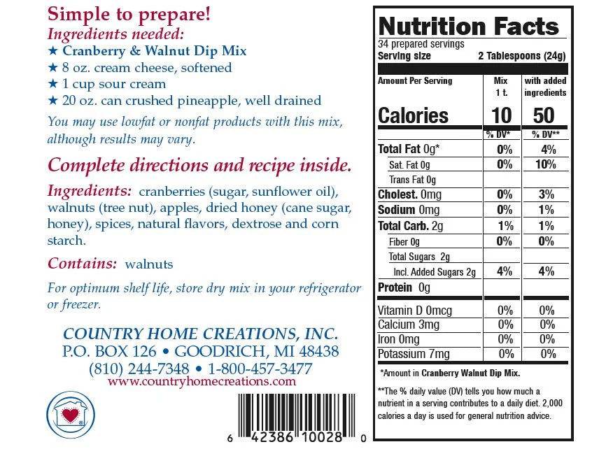 Country Home Creations Cranberry Walnut Dip Mix