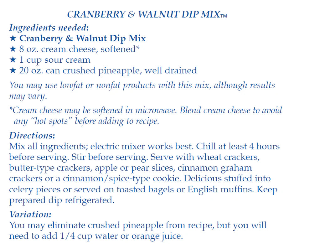 Country Home Creations Cranberry Walnut Dip Mix