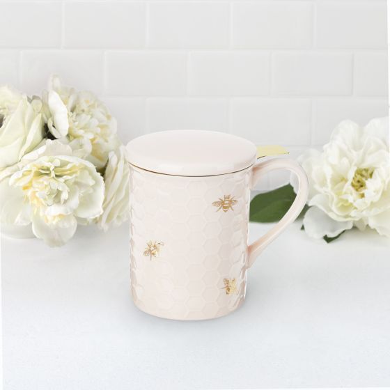 Annette™ Honeycomb Ceramic Tea Mug & Infuser by Pinky Up