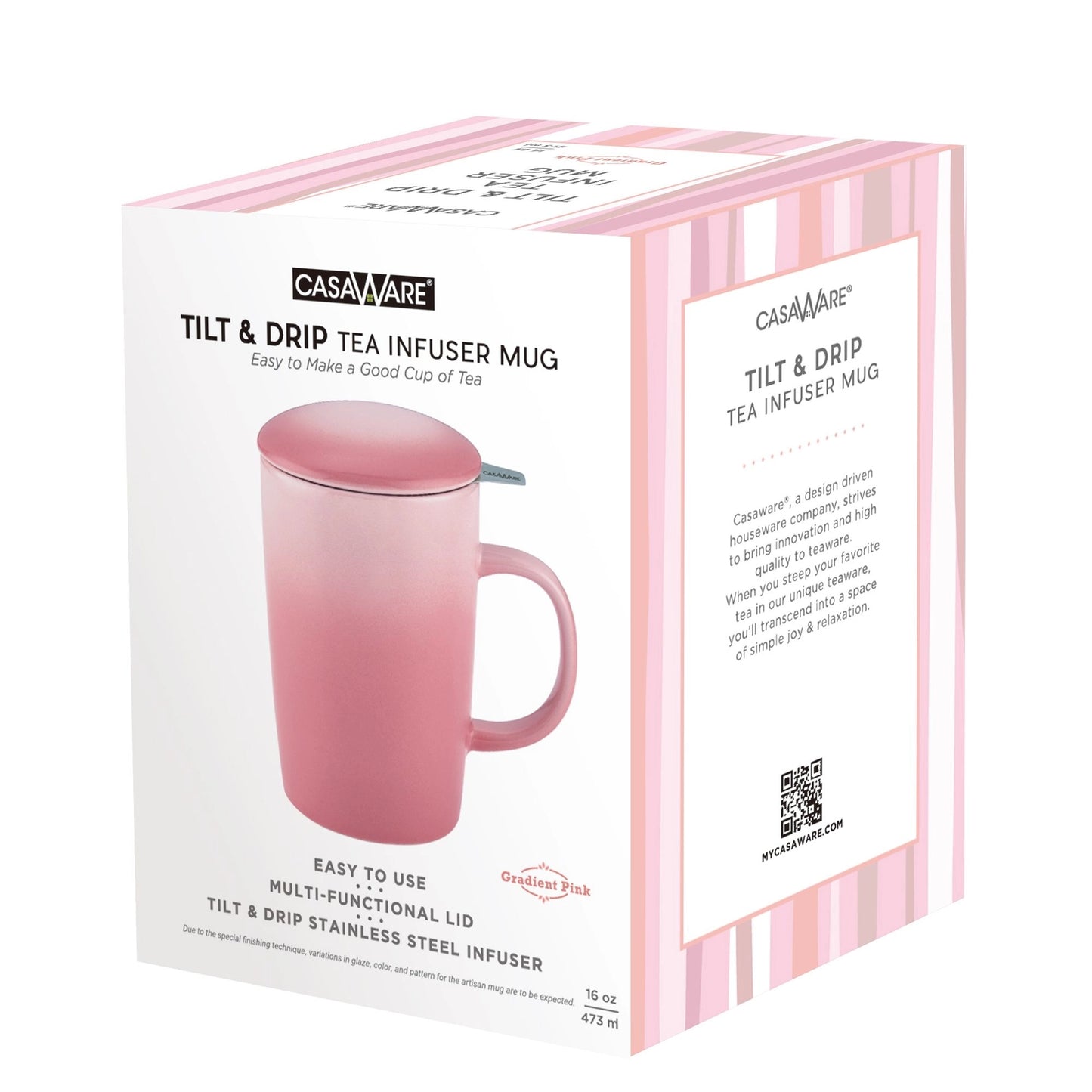 CasaWare 16 oz Tea Infuser Mug Gradient Series - Pink
