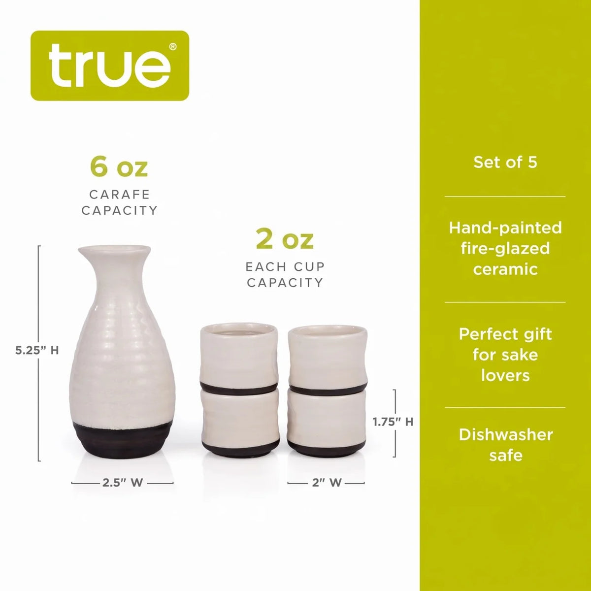 True Fervor 5-Piece Hand Painted Ceramic Sake Set