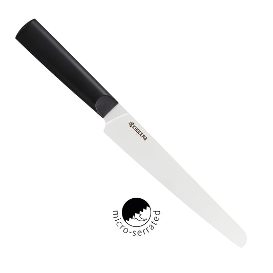 Kyocera INNOVATIONwhite® 7" Ceramic Bread Knife - White Z212 Micro Serrated Blade with Non-Slip Black Handle