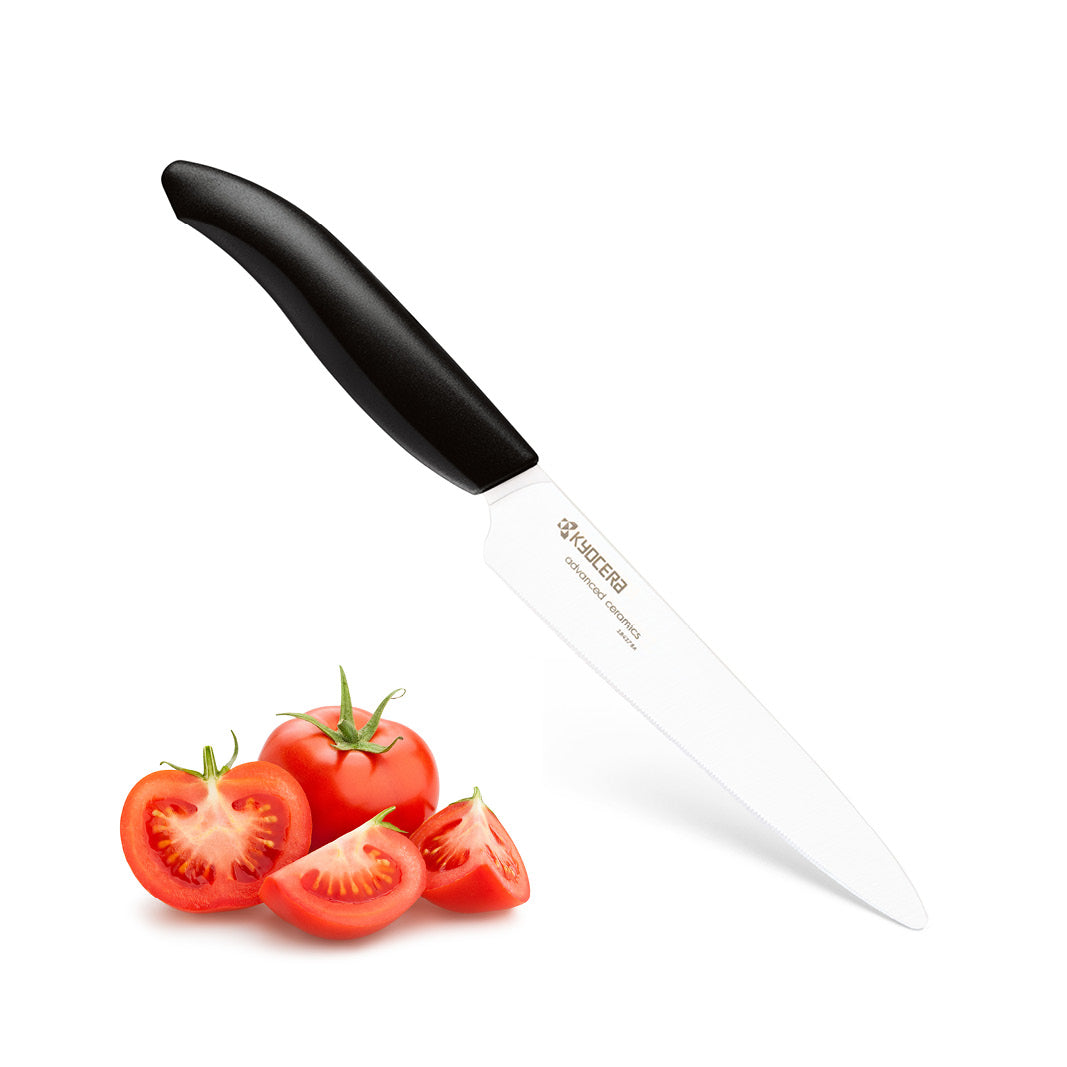 Kyocera Revolution Ceramic 5" Micro Serrated Tomato Knife - White