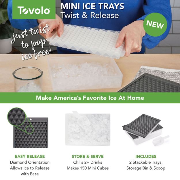 Tovolo Mini Ice Twist & Release Trays w/ Storage Bin and Scoop