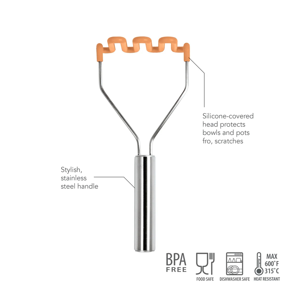Tovolo Silicone Potato Masher - Apricot