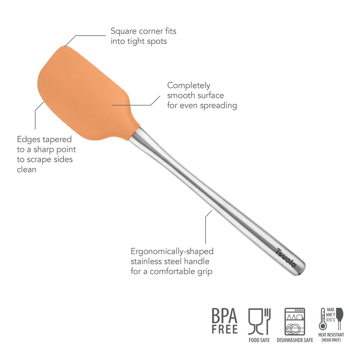 Tovolo Flex-Core® Silicone and Stainless Steel Spatula - Apricot