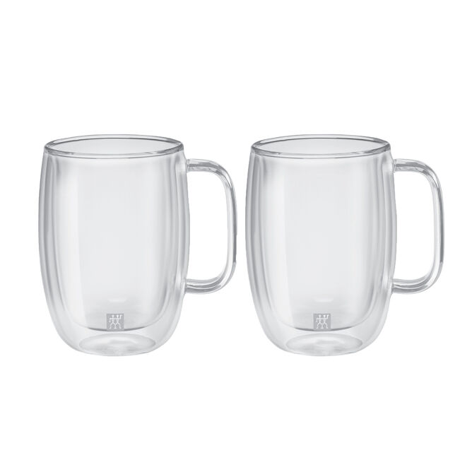 ZWILLING Sorrento Plus Double Wall Glassware 15oz, 2pc Latte Glass Mug Set