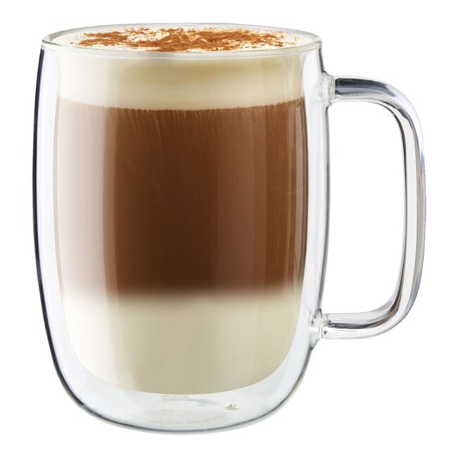 ZWILLING Sorrento Plus Double Wall Glassware 15oz, 2pc Latte Glass Mug Set