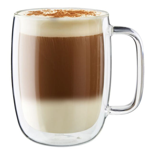 ZWILLING Sorrento Plus Double Wall Glassware 15oz, 2pc Latte Glass Mug Set