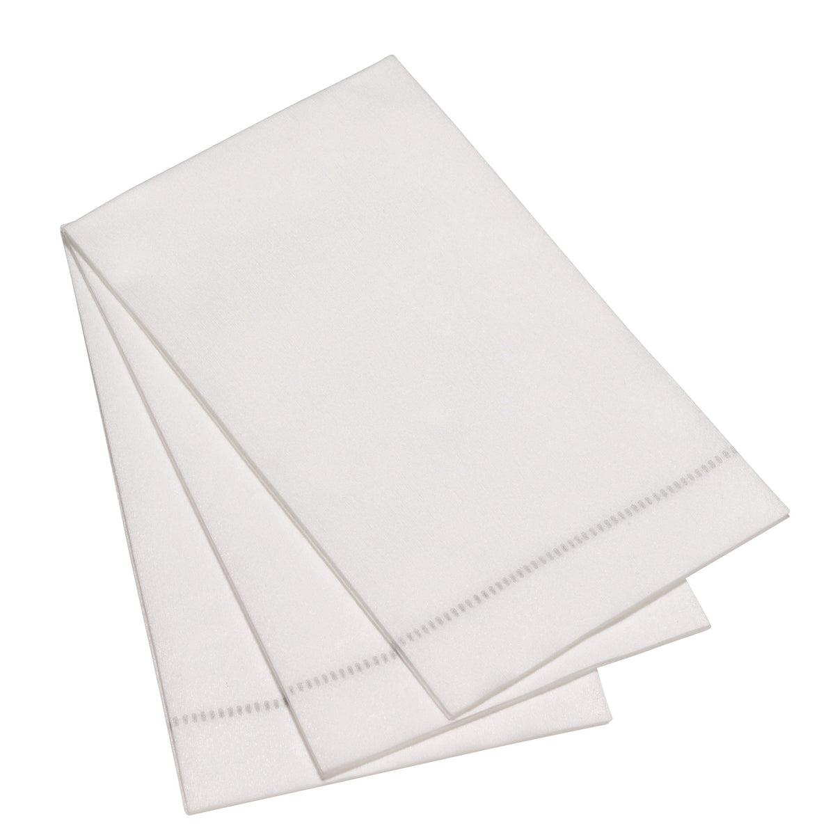 The Napkins - Hemstitch Guest Towels - Silver & Grey