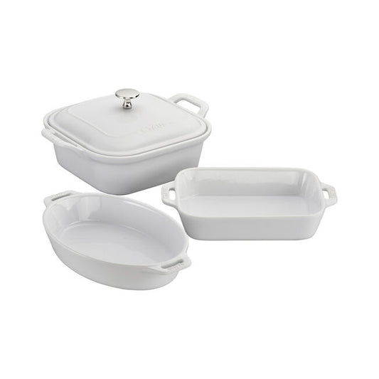 Staub Stoneware 4-pc, Mixed Baking Dish Set, White