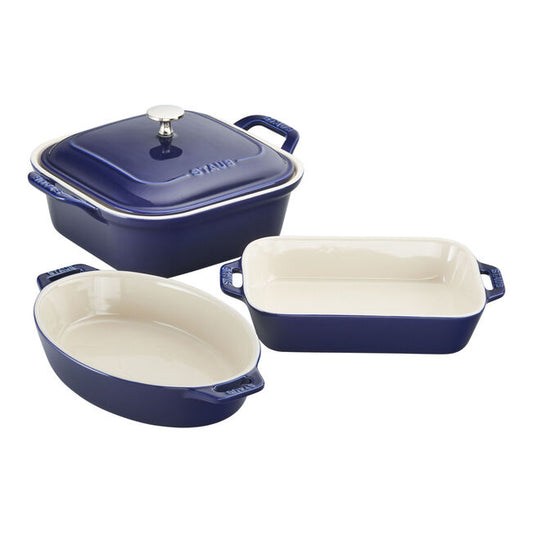 Staub Stoneware 4-pc, Mixed Baking Dish Set, Dark Blue