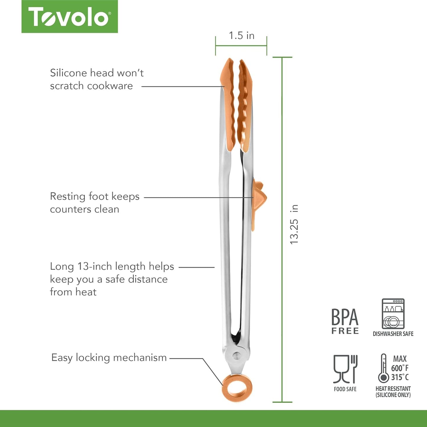 Tovolo - Tip Top Tongs - Apricot