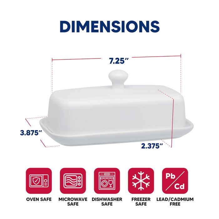 Harold Import Co. Kitchen Butter Dish, Porcelain