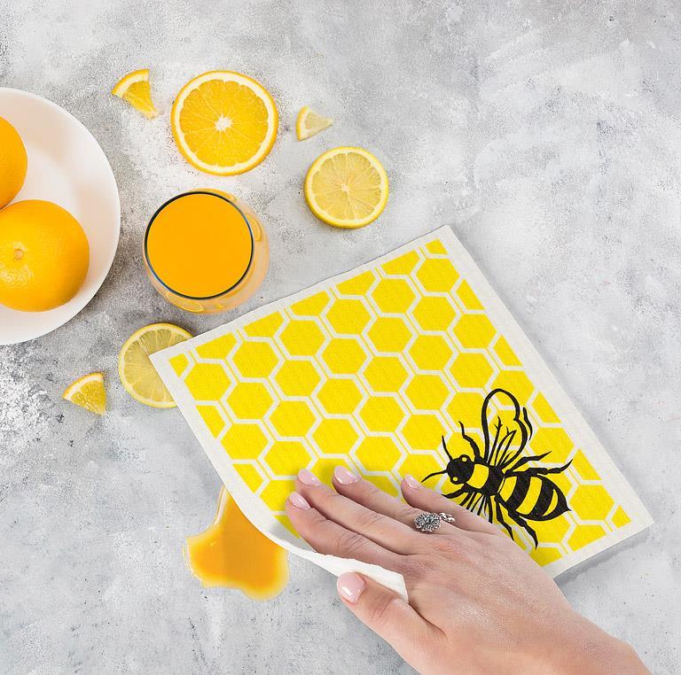 Abbott - Bee & Honeycomb Swedish Dishcloths. Set of 2