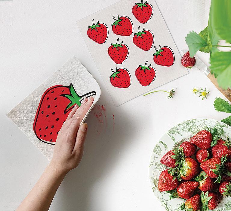 Abbott - Strawberry Swedish Dishcloths. Set of 2